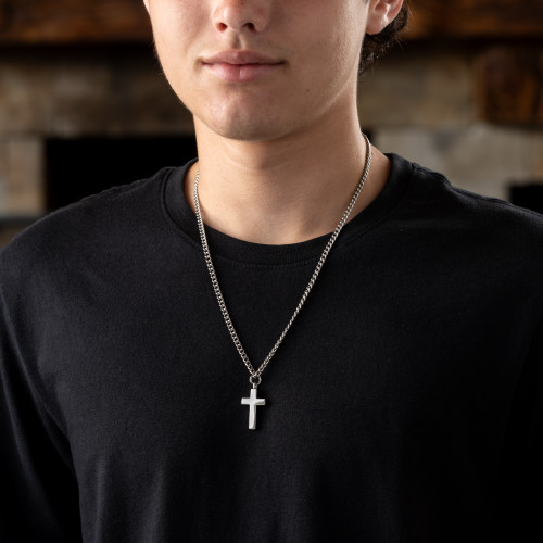 Shields of Strength Men's Always Cross Necklace Matthew 28:20