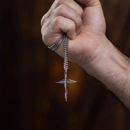 Men's Stainless Steel Medical Cross Necklace - Proverbs 17:22