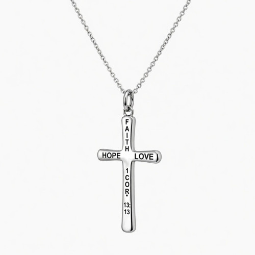 Women's Stainless Faith, Hope, Love Cross Necklace
