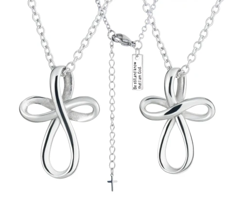 Women's Stainless Be Still And Know Cross Necklace