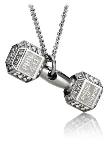 Women's Crystal Dumbbell Necklace - Philippians 4:13