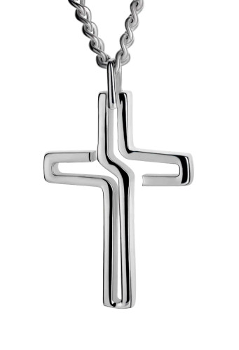 Men's Stainless Steel Path Cross Necklace- Psalm 25:4