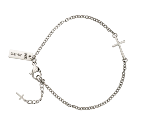 Women's Dainty Redeemer Cross Bracelet-Job 19:25