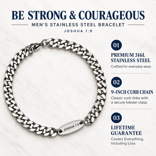 Men's Be Strong And Courageous Bracelet- Joshua 1:9