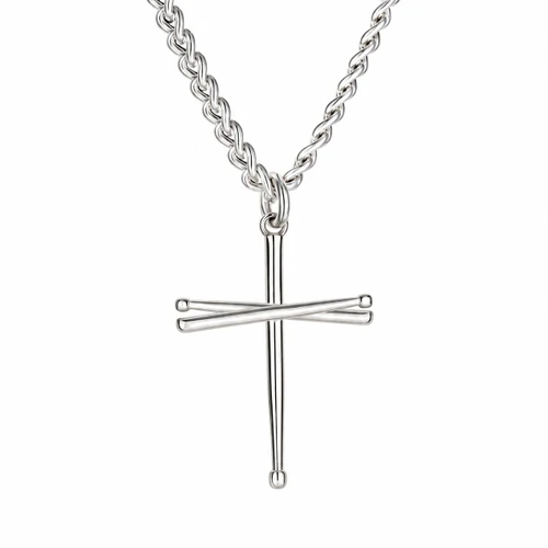 Men's Drumsticks Cross Necklace -Psalm 101:1