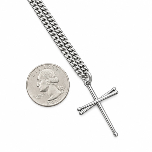 Men's Drumsticks Cross Necklace -Psalm 101:1