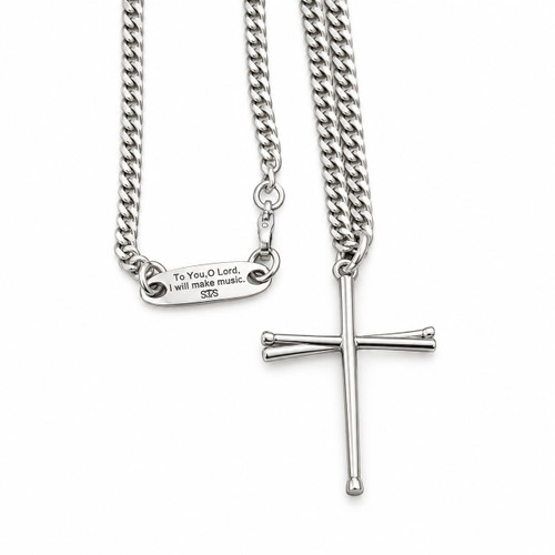 Men's Drumsticks Cross Necklace -Psalm 101:1