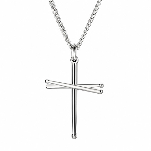 Men's Drumsticks Cross Necklace -Psalm 101:1