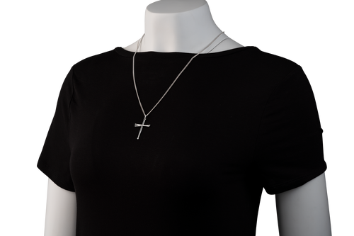 Shields Of Strength Women's Drum Sticks Cross Necklace -Psalm 101:1-Manaquin View