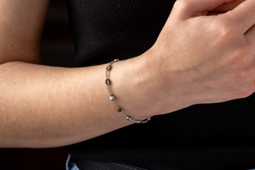Shields of Strength Women's Gemstone Station Bracelet Inscribed with Revelation 21:5 Christian Bible Verse