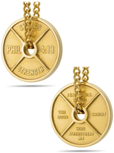 Men's High Relief Weight Plate Necklace-Phil 4:13-DB