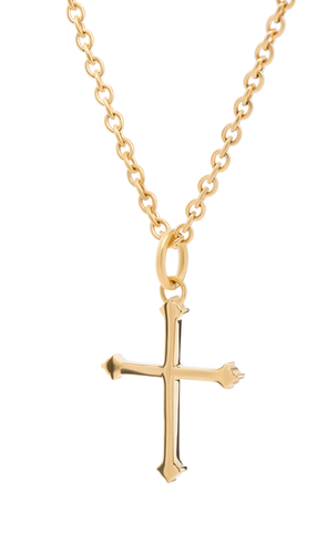 Shields Of Strength Stainless / Gold Plated with Swarovski Crystals Perfect Love Cross Necklace- 1 John 4:18-Back View