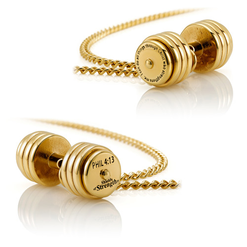 Men's Stainless Steel Stack Plate Dumbbell Necklace - Phil. 4:13