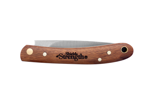 Shields of Strength Wood / Stainless Steel / Brass Knife - Philippians 4:13