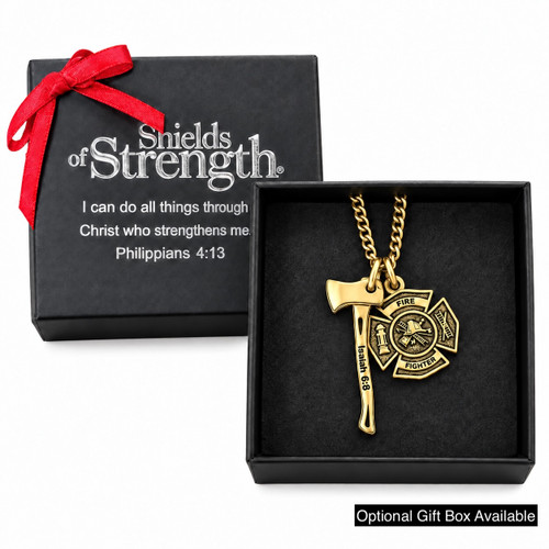 Men's Maltese Firefighter Cross / Axe Combo Necklace - Isaiah 6:8
