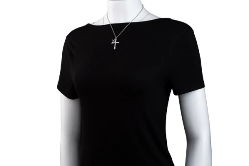 Women's Double Cross Pendant Combo Necklace - Swarovski Crystals - Isaiah 46:4 / 1 John 4:18