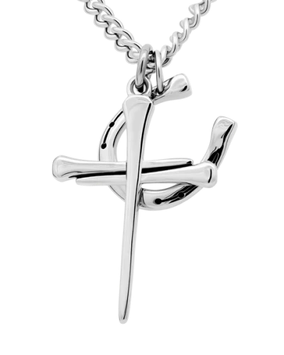 Woman's Stainless Horseshoe Nail Cross / Horseshoe Combo Necklace - John 19:30 / 1 Corinthians 16:13