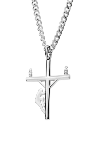 Men's Small Lineman Cross Necklace - John 1:4