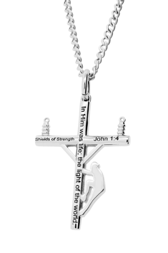 Men's Small Lineman Cross Necklace - John 1:4