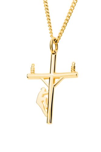 Men's Small Lineman Cross Necklace - John 1:4
