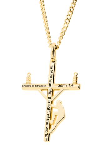 Men's Small Lineman Cross Necklace - John 1:4