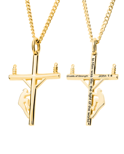 Men's Small Lineman Cross Necklace - John 1:4