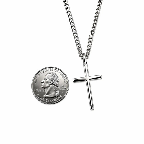Small Men's Philippians 4:13 Cross Necklace