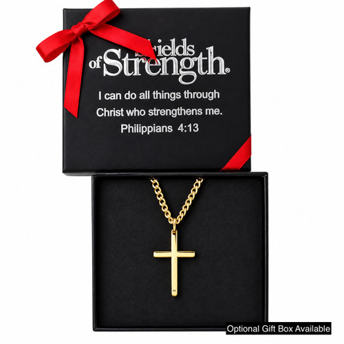 Small Men's Philippians 4:13 Cross Necklace