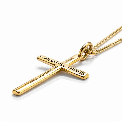 Women's Small Philippians 4:13 Cross Necklace