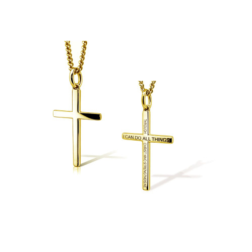 Women's Small Philippians 4:13 Cross Necklace