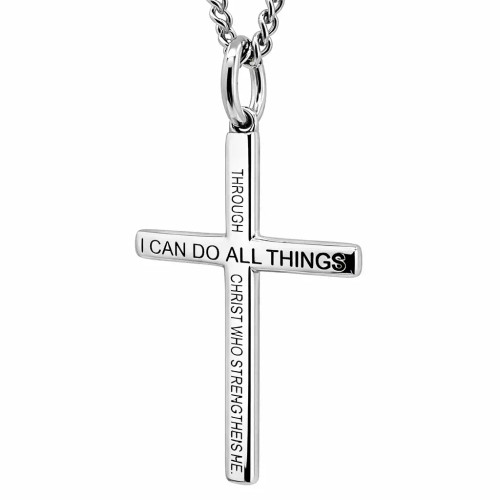 Women's Small Philippians 4:13 Cross Necklace