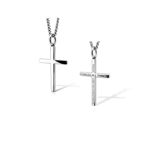 Women's Small Philippians 4:13 Cross Necklace