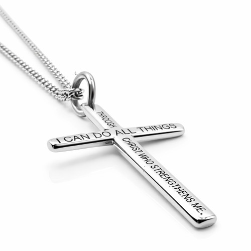 Women's Small Philippians 4:13 Cross Necklace