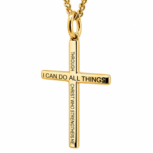 Women's Small Philippians 4:13 Cross Necklace