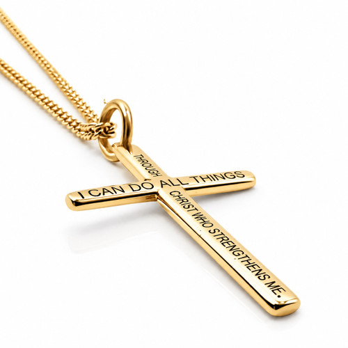 Women's Small Philippians 4:13 Cross Necklace