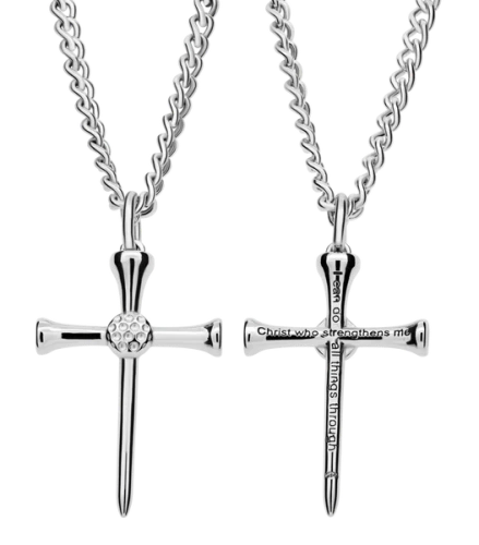 Men's Golf Ball & Tee Cross Necklace Phil 4:13