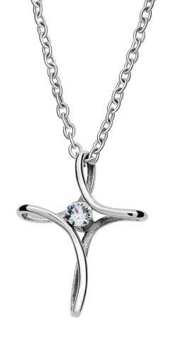 Women's Stainless Steel Exodus 14:14 Cross Necklace with Swarovski Crystal