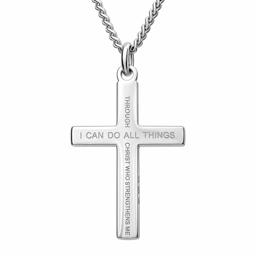 Women's Philippians 4:13 Flag Cross Necklace- Philippians 4:13