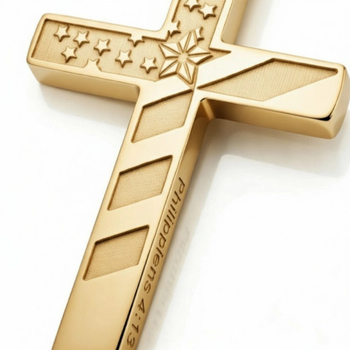 Men's Philippians 4:13 Flag Cross Necklace - Philippians 4:13