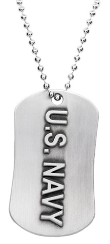 Navy Antique Finish Dog Tag Necklace-Joshua 1:9