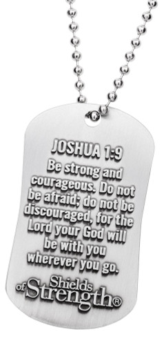 U.S. Marine Antique Finish Dog Tag Necklace - Joshua. 1:9
