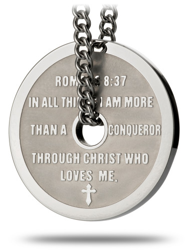 Stainless Steel Mini Weight Plate Necklace-Romans 8:37