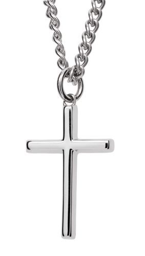 Shields of Strength Stainless Men's Send Me Cross Pendant- Isaiah 6:8-Front View