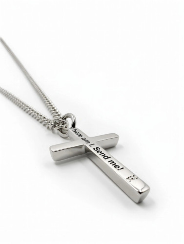 Stainless Men's Send Me Cross Pendant- Isaiah 6:8