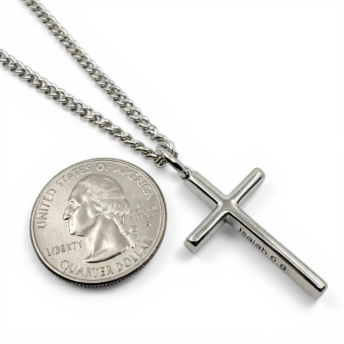Stainless Men's Send Me Cross Pendant- Isaiah 6:8