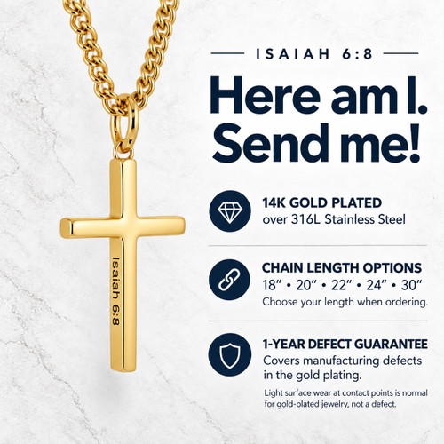 Stainless Men's Send Me Cross Pendant- Isaiah 6:8