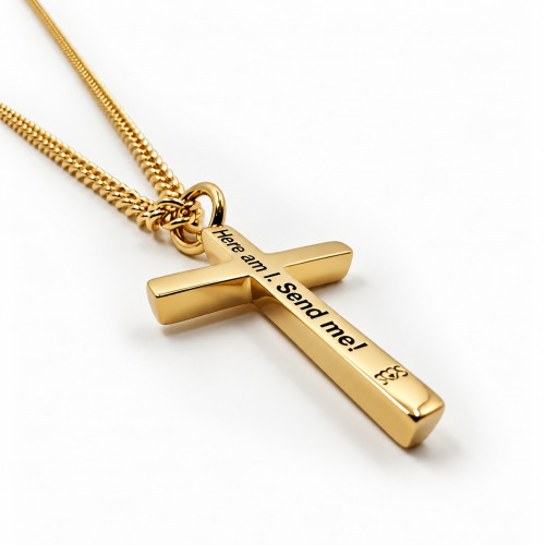 Stainless Men's Send Me Cross Pendant- Isaiah 6:8