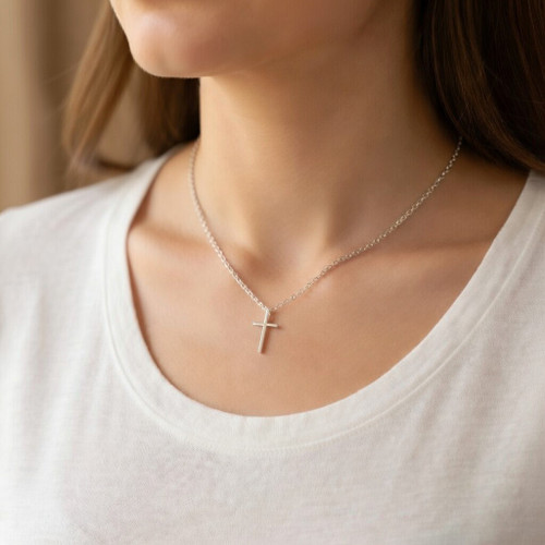 Stainless Women's Send Me Cross Necklace- Isaiah 6:8