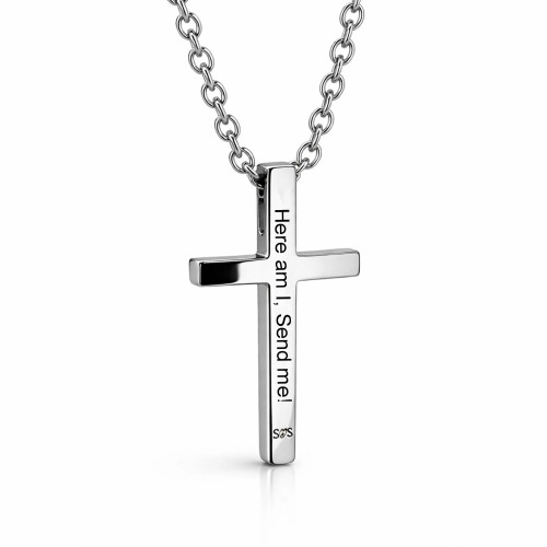Stainless Women's Send Me Cross Necklace- Isaiah 6:8