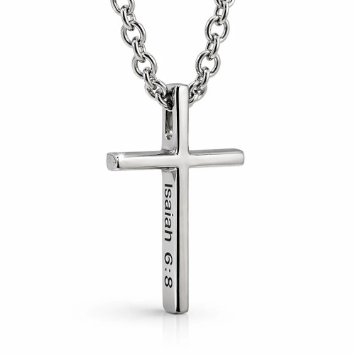 Stainless Women's Send Me Cross Necklace- Isaiah 6:8